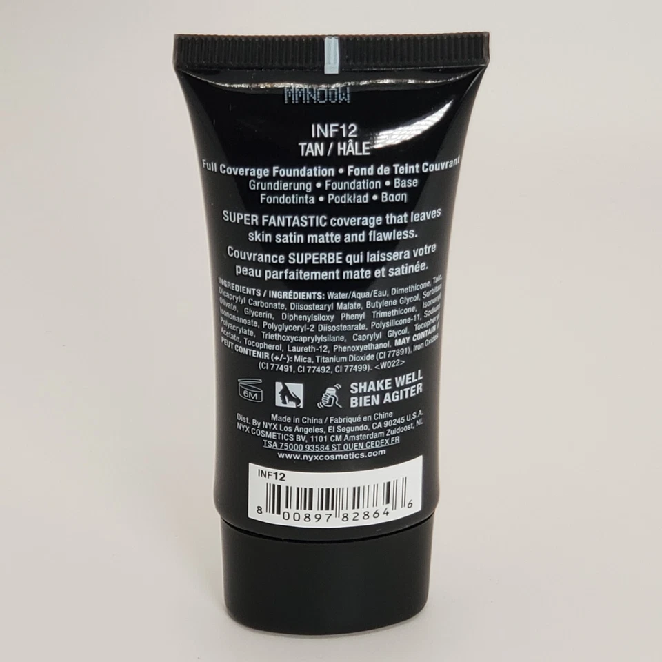 NYX Invincible Fullest Coverage Foundation 25ml / 0.85fl oz INF12 Tan New - Image 2 of 2