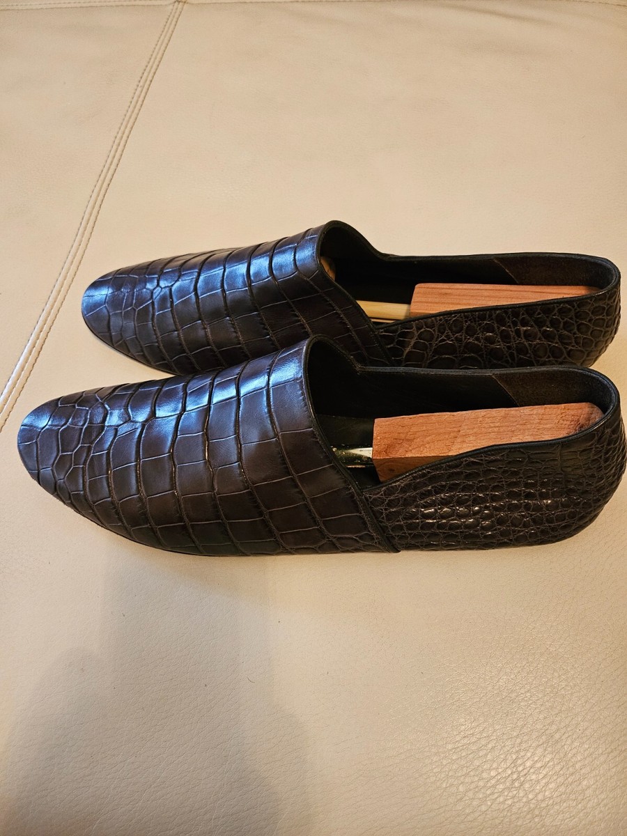 Genuine Alligator mens shoes slippers Brown US 12 | eBay display picture 1