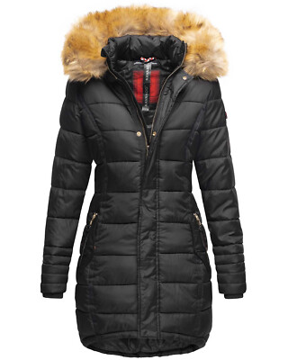 Warme Damen Winter Jacke Winterjacke Parka Mantel lang Schwarz M V770 R5-D
