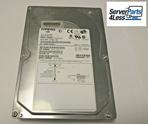 127964-001 HP 18.2GB 10K RPM Wide Ultra SCSI Hard Drive AD018322BC 128423-001 - Picture 2 of 7