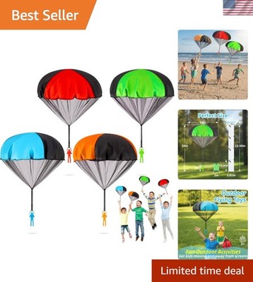 Tangle-Free Parachute Toys for Kids 4 Pack - Outdoor Flying Game & STEM Scien...