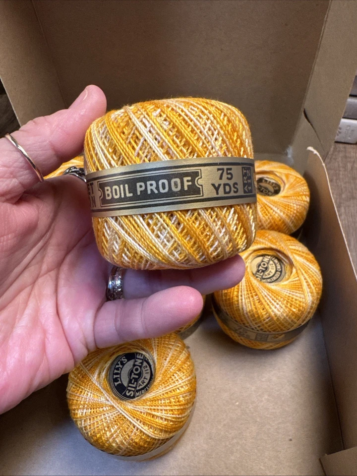 Lot Of 8 Lily Sil-Tone Crochet Cotton Art 112 Yellow - Image 4 of 4