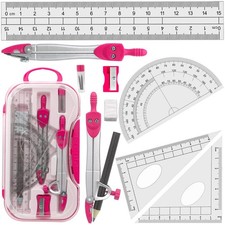 Student Geometry Kit, Compass Protractor RulerMulticolor Supplies, White