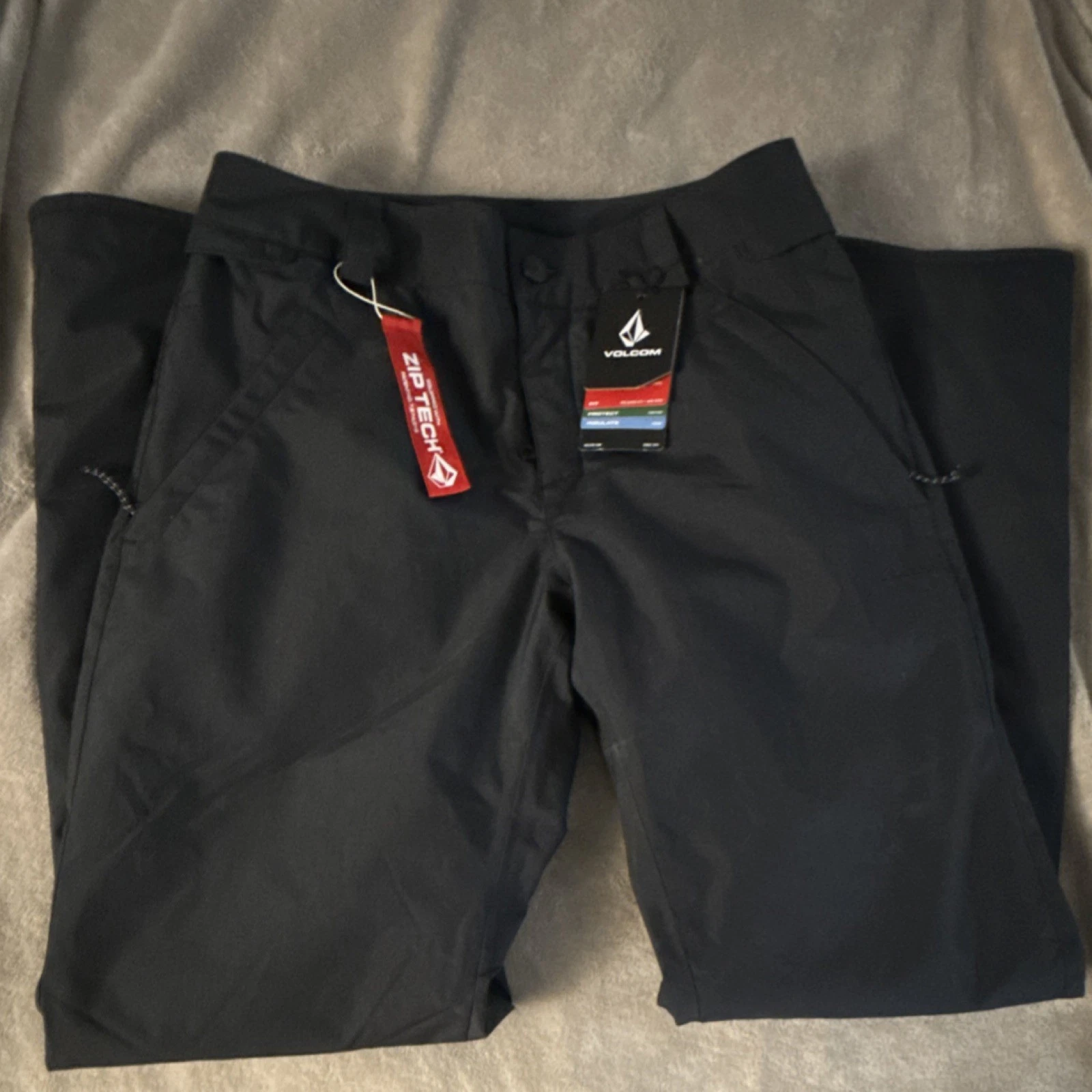 Volcom Women's Snow Pants Black S Relaxed Fit Insulated Water Resistant Zip