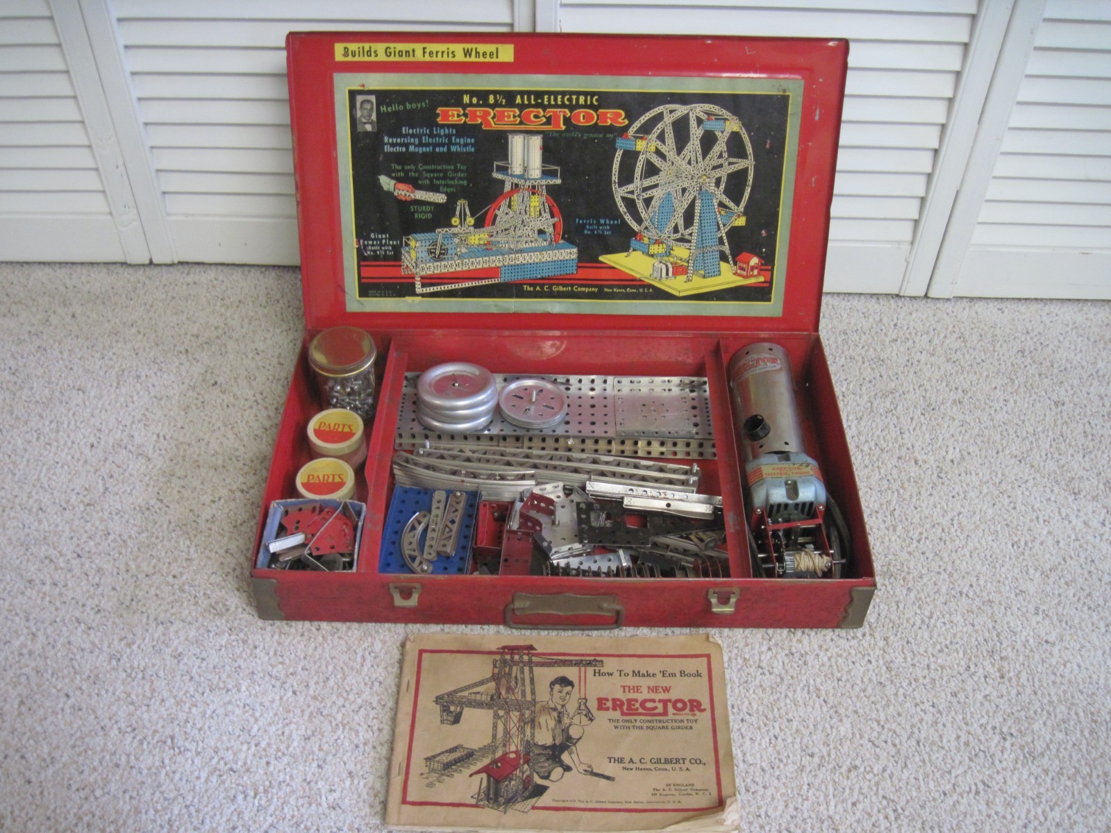 VINTAGE 1938 ERECTOR SET 8 1/2 BUILDS GIANT FERRIS WHEEL