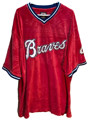 Atlanta Braves MLB Carl Banks G-III Cooperstown Vintage Red Pullover Jersey 3XL