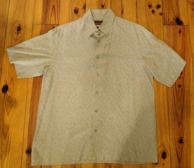 MARKS AND SPENCERS COLLEZIONE MEN'S GREY PURE SILK SHORT SLEEVE SHIRT VGC M
