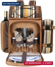 Hap Tim Picnic Basket Backpack for 2 Person with 2 Insulated Cooler Compartment,