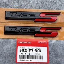 Gloss Black Side Fender Type S Emblem For Acura TLX 2.0L 3.0L V6 2015-2025 Badge