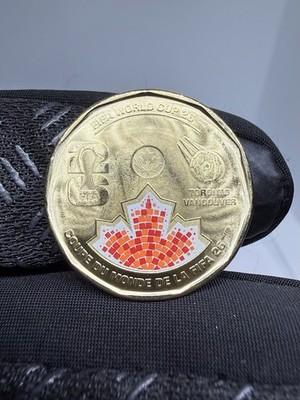 2026 Canada $1 FIFA World Cup Toronto Vancouver Colored Loonie From Bank Roll BU
