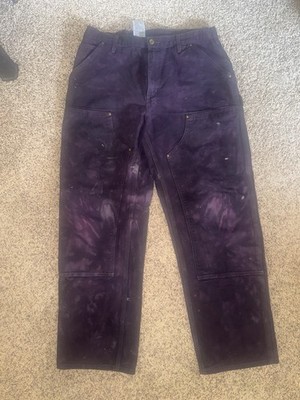 Carhartt Double Knee Pants Purple Mens Size 34x32 Workwear Painter