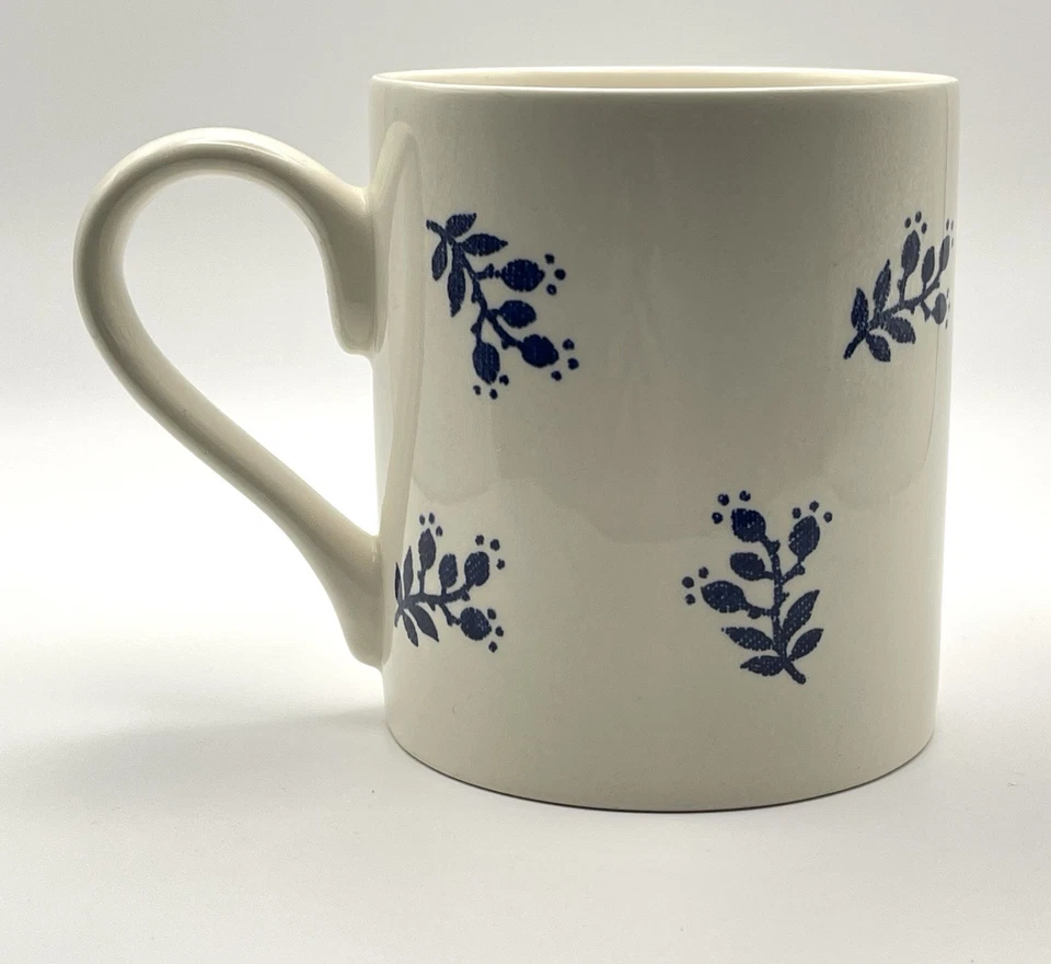 Taza Ralph Lauren Denimware Blanco y Azul Estampado Floral Hoja Foto 3 de 4