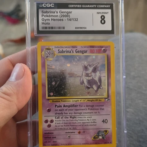 Pokémon TCG Sabrina's Gengar Gym Heroes Holo Rare Shadow 80 HP CGC 8 14/132