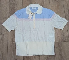 $820 Mens Thom Browne Wool Blend Polo Shirt Multi 4 (XL)