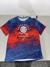 NIKE Miler Team USA Dri-Fit Track & Field Running Shirt Blue FJ3411 Pick Size
