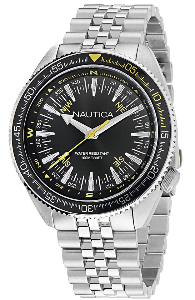 Mens Wristwatch + Watchband NAUTICA VINTAGE NAPNVF303 Stainless Steel Black - image 3 of 3