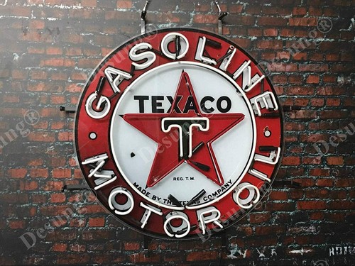 Texaco Gasoline Gas 24"x24" Glass Neon Sign Light Shop Wall Decor Nightlight Art - Picture 2 of 10