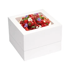 Moretoes 10pcs Cake Boxes 12x12x8 Inch White Bakery Boxes with Window Tall De...