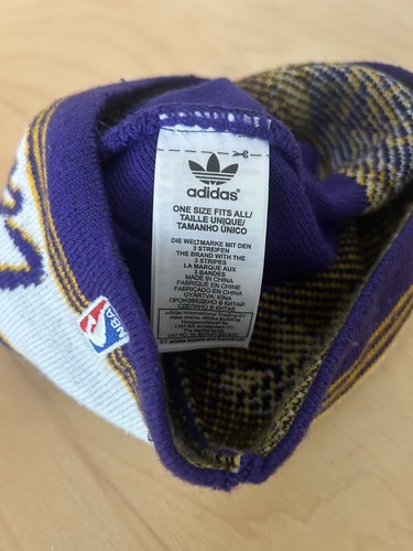 ADIDAS ORIGINALS LOS ANGELES LAKERS Beanie Hat Unisex Adult Purple Cap - Picture 3 of 3