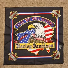 Vintage Harley Davidson Bandana Scarf Eagle Sheild This We Will Defend