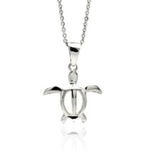 Sterling Silver Necklace w/ Open Turtle Pendant