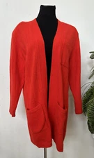 Liz Claiborne Orange Lamb Wool Angora Rabbit Hair Open Front Cardigan Sweater M