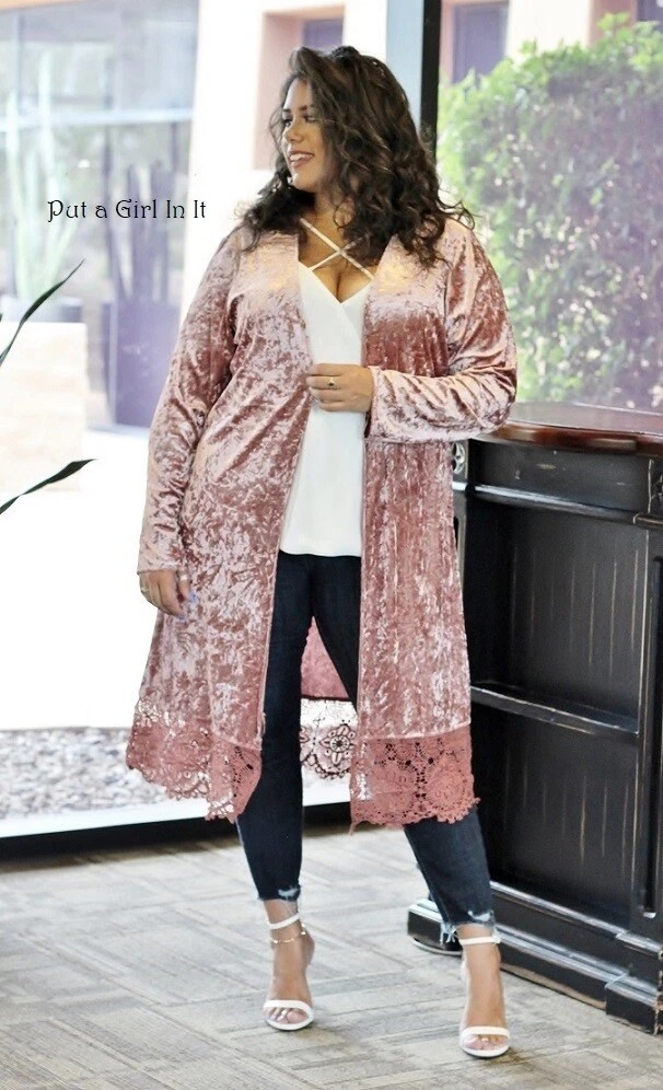 Plus Velvet Structured Blazer - Pink