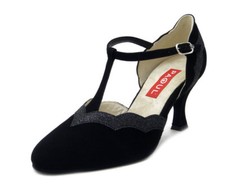 PAOUL Scarpe Donna da Ballo 38 Charleston in Camoscio Nero Tacco Medio 7 cm 629