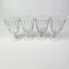 Set of 4 Crystal 12oz Footed Iced Tea Water Wine Glasses Goblets Vertical Cut