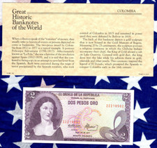 Great Historic Banknotes Colombia 2 Peso 1977 P-413b UNC Lucky Birthday 22219502