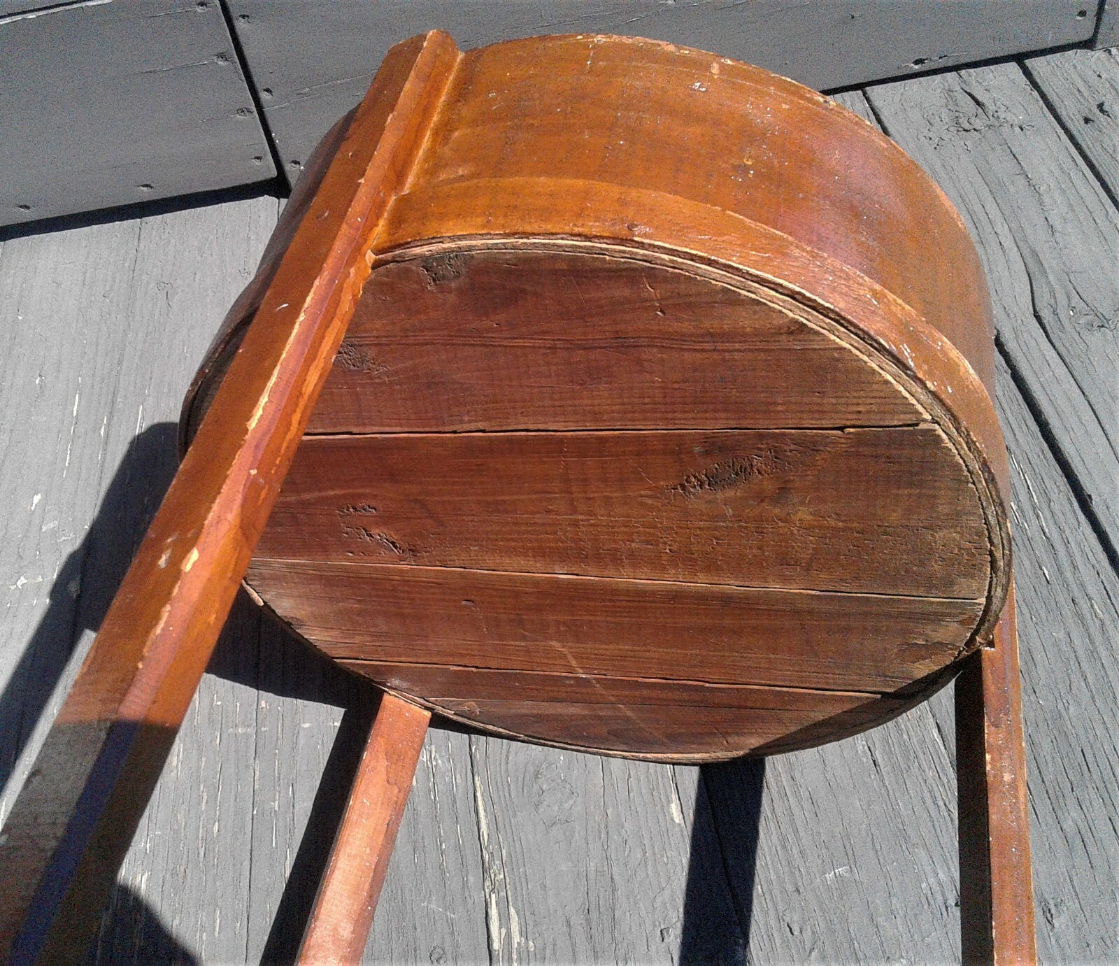 Antique Primitive Cheese Box Sewing Stand Folk Art 1920s Era