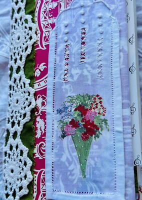 Handmade Junk Journal Ephemera Pink Green One Of A Kind Tall Skinny