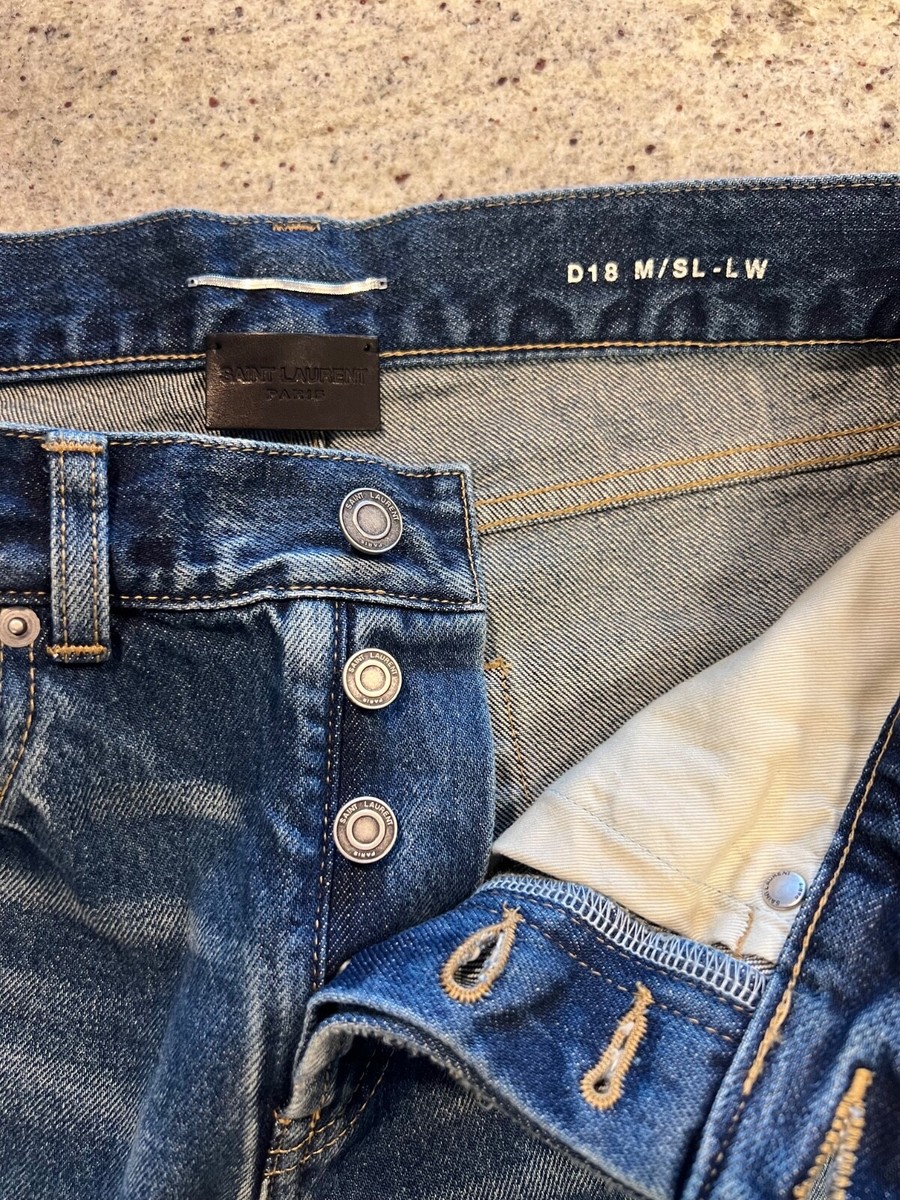Saint Laurent Slim Fit Jeans in Hydrangea Blue Denim | eBay