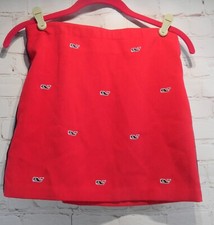 NWT Vineyard Vines Girls size 12 Red Navy Whale Applique Skirt adj waist