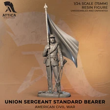 Union Sergeant Standard Bearer Kit Unassembled UNPAINTED Resin 1:24 75mm