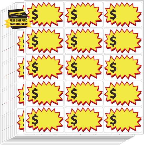 300 Pcs Garage Sale Stickers, (2"X3") Removable Adhesive Yard Sale Price Tag Sti
