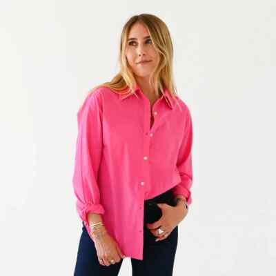 267095 Kerri Rosenthal Mia Shirt Max Heart Tunic Top Buttondown Poplin Cotton M