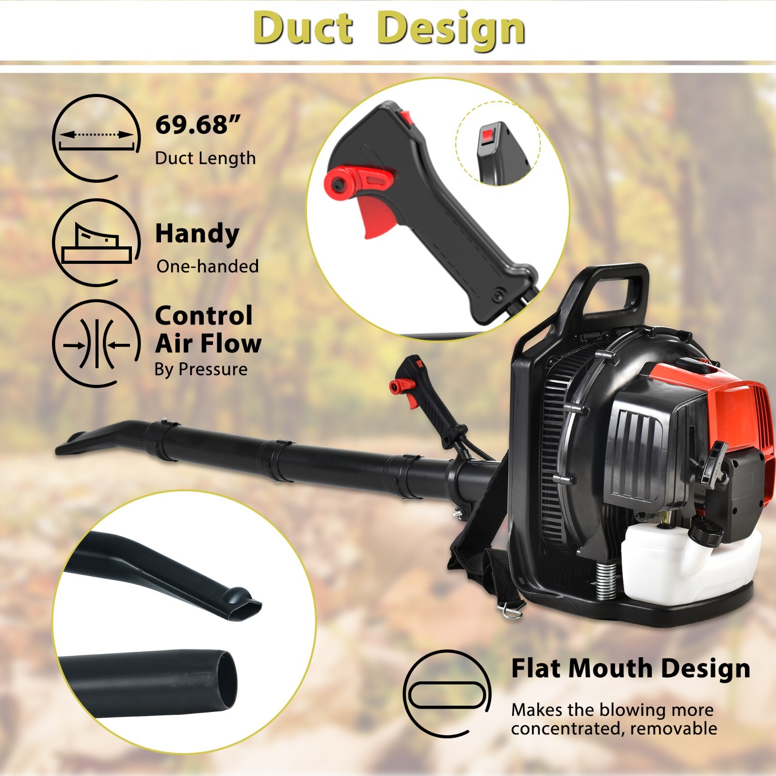 2Stroke Commercial Backpack Leaf Blower Gas Powered Grass Lawn Blowing