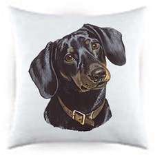 Dachshund Black  Tan Satin Throw Pillow