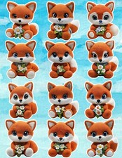 Stuffed Fox Flower Die Cut Vinyl Stickers Set Scrapbooking Laptop Waterbottle