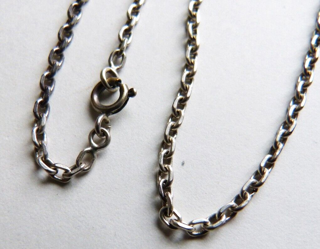 Chaîne De Collier Ancienne En Argent Massif - Bijou Vintage - Petit Modèle Fin