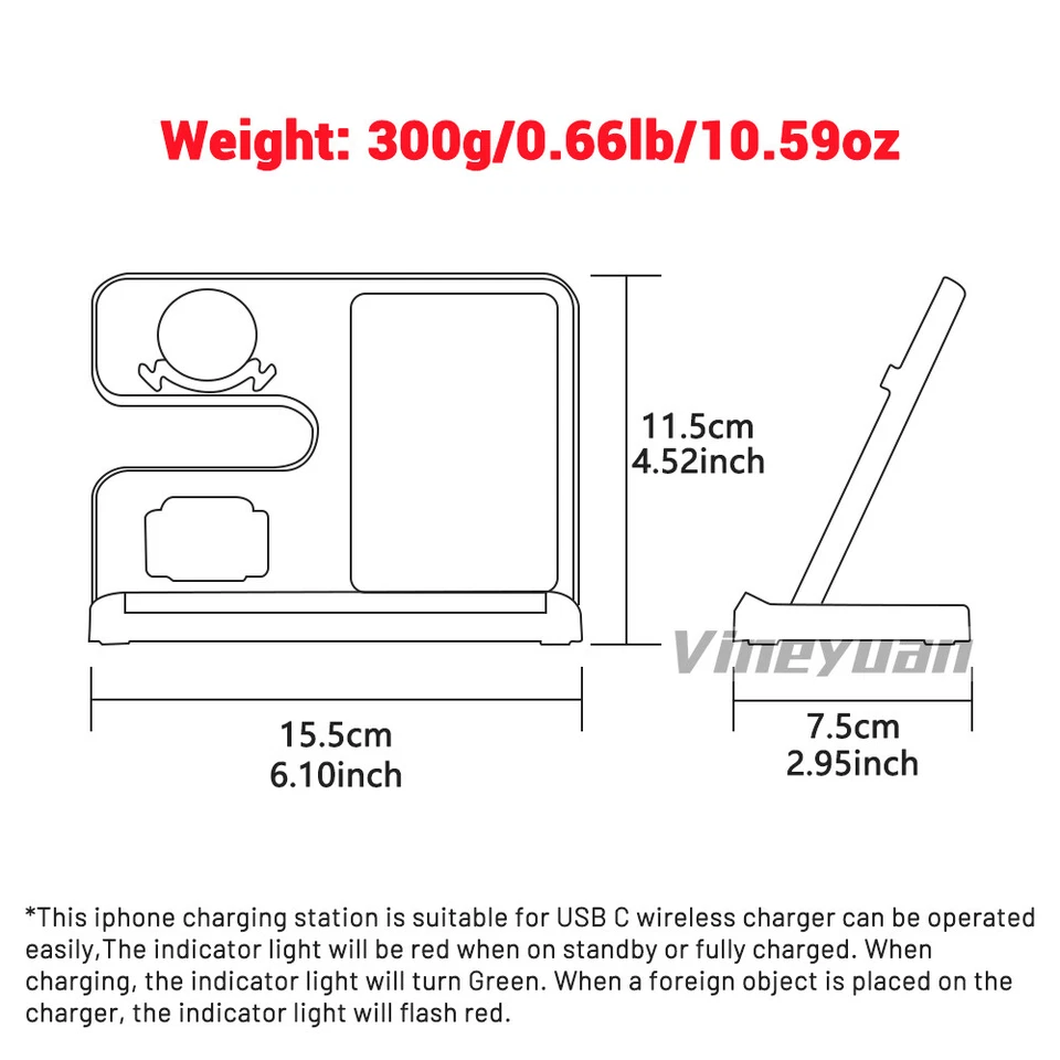 3In1 Wireless Fast Charger Dock Station For Apple Watch Air Pods iPhone 14 13 12 - Image 2 of 4
