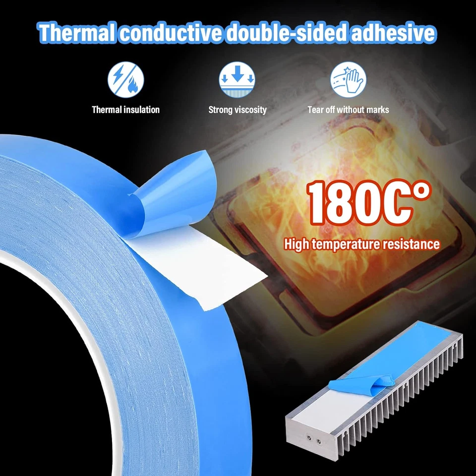 Thermal Adhesive Tape, 25M X 10Mm X 0.20Mm Double Side Thermal Tapes Cooling Hea - Image 4 of 4