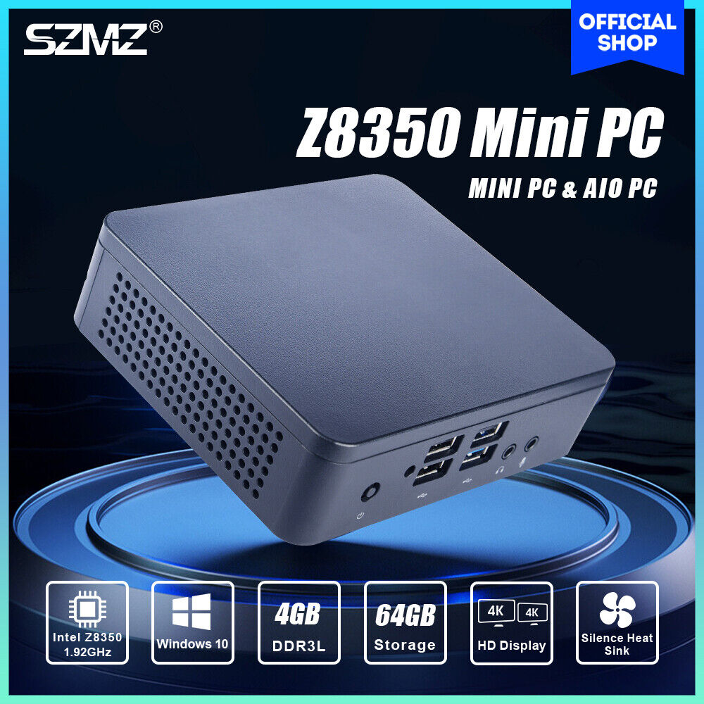 SZMZ MINI PC X5 Z8350 1.92GHz 4GB RAM 64GB SSD Windows 10 Linux Mini  Computer