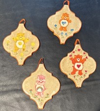 Hand Painted Care Bear Tiles. Set Of 4. Vintage 1983. Wall Decor.