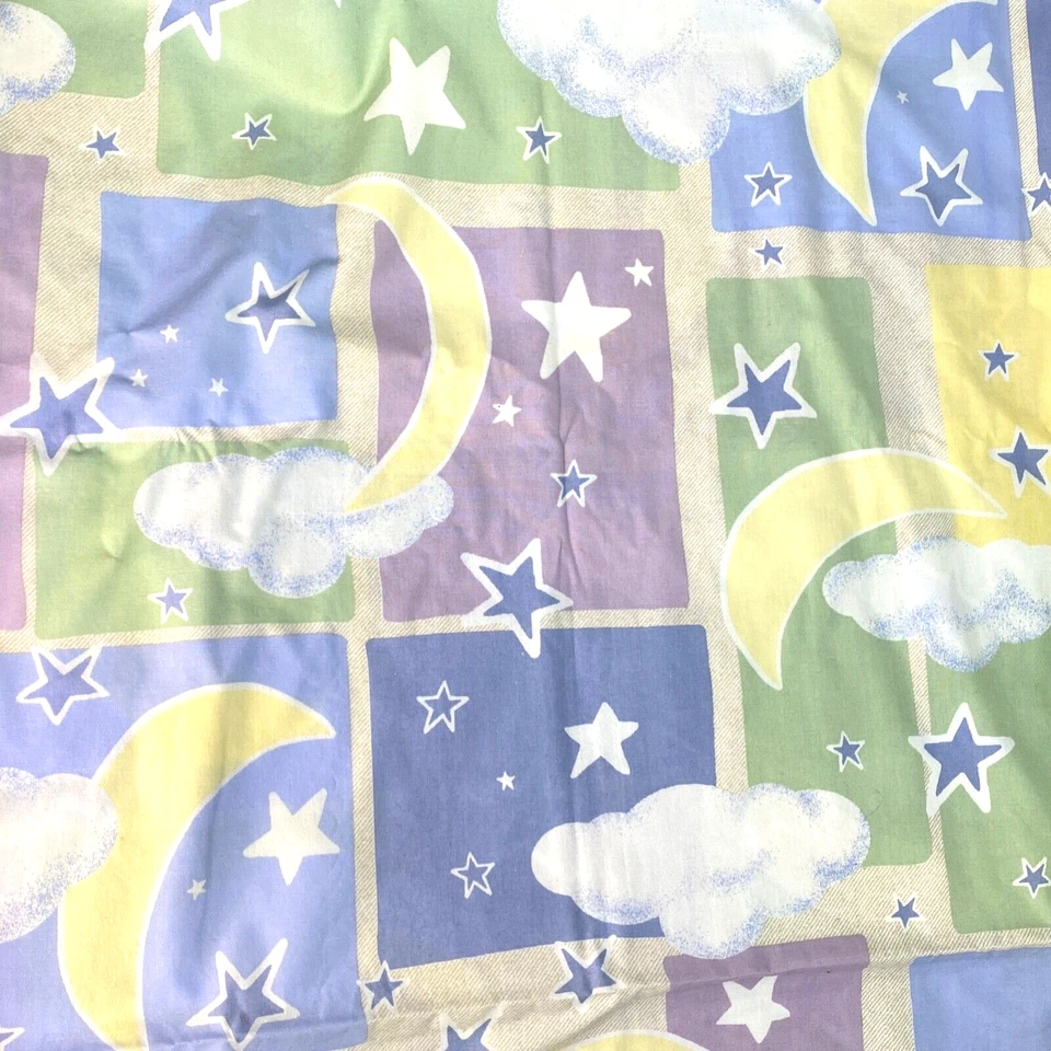 De Colección Algodón Claro Pastel Nubes Luna Estrellas Bebé Edredón Respaldo Tela 49" x 2 yardas Foto 2 de 4