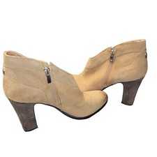 Crown Vintage Ankle Booties Women's 9M Leather Upper Zipper CVIVVY READ SEE PICS