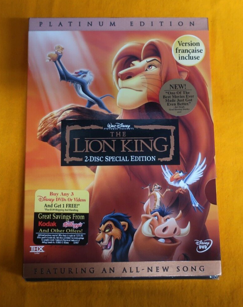 Lion King Platinum Edition Canadian Region 1 *SEALED DVD*
