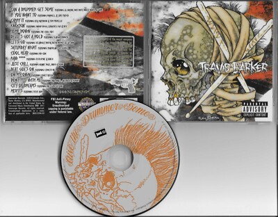 Blink 182 TRAVIS BARKER w/ PROMO PRESS LABEL GOLD & WHITE STICKER onBOX CASE CD