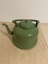 Emaille Teekessel Antik Teekanne Vintage Grün